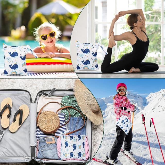 Thumbnail 6 de Rinfency 3er Wetbag-Set (groß) für Kindergarten, Bad & Windeln – mit Doppelreißverschluss, trocken/nass getrennt