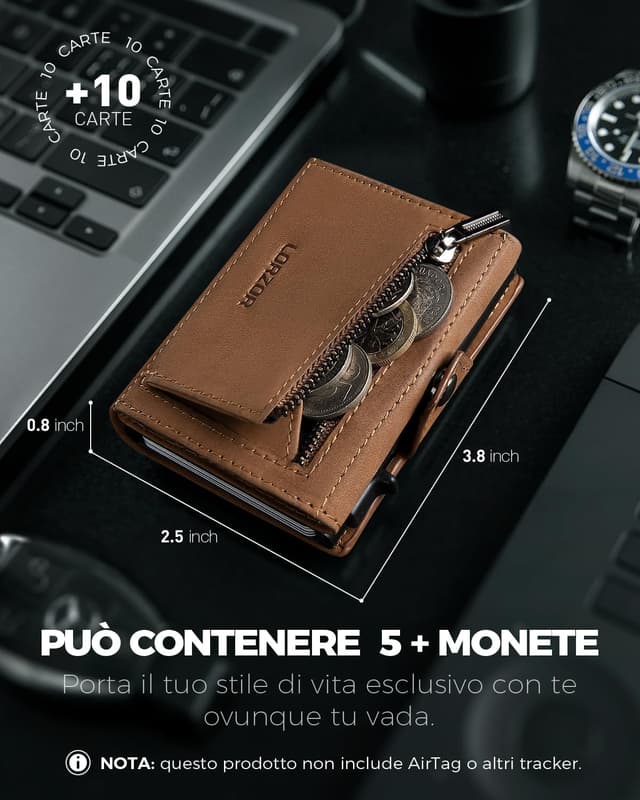 Thumbnail 5 de LORZOR Portafoglio Airtag Slim in pelle