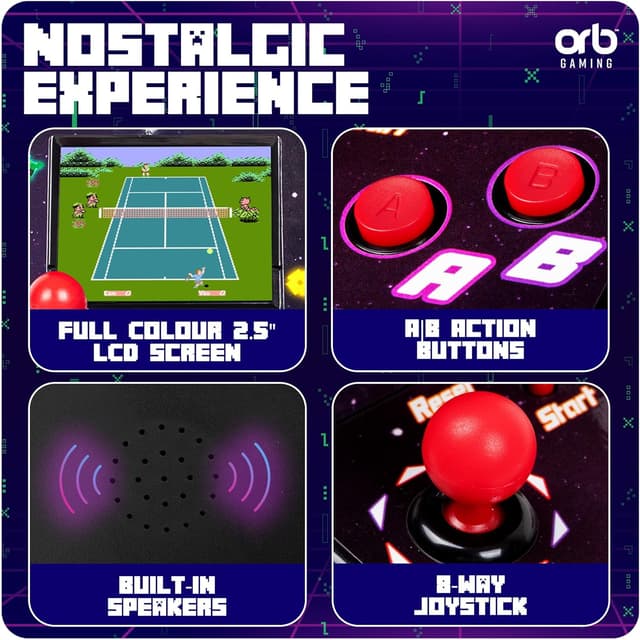 Detalle de Thumbs Up Orb Gaming Mini Arcade Machine with 240 built-in 8-bit games and 2.5-inch full-colour screen