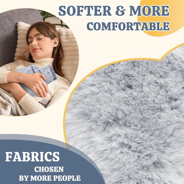 Detalle 2 de HAOCEE Wärmflasche mit Bezug (2 L) mit Känguru-Tasche – grau