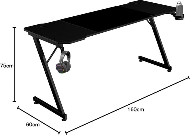Detalle 2 de MARSGAMING MGD-X160 scrivania gaming ergonomica 160x60 cm con superficie in fibra di carbonio, tappetino XXL e supporti