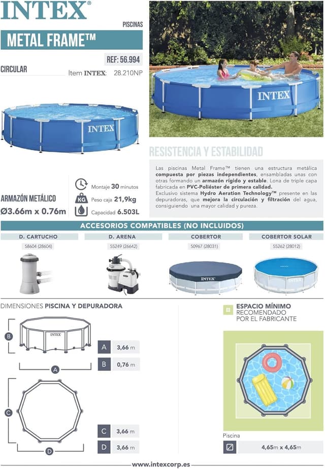 Thumbnail 6 de Intex piscina Metal Frame 366x76 cm