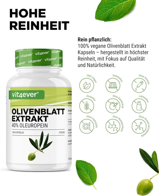 Detalle 1 de vit4ever Olivenblatt Extrakt 750 mg Kapseln 180