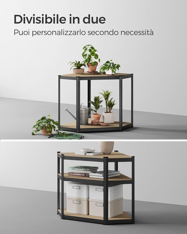 Thumbnail 6 de SONGMICS GLR080B01 Scaffale angolare a 5 ripiani in acciaio, carichi fino a 875 kg (nero inchiostro e beige)