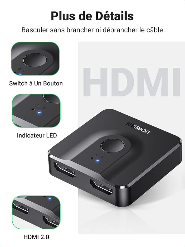 Thumbnail 6 de UGREEN Switch HDMI 4K 60 Hz 2 entrées 1 sortie