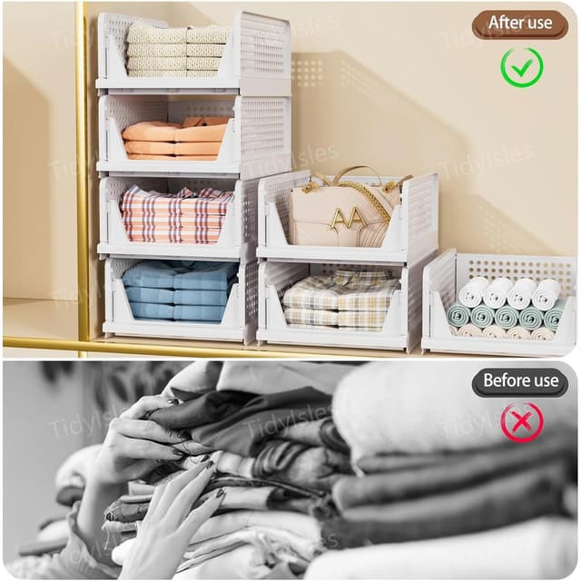 Detalle de TidyIsles Wardrobe Storage Organiser 4 Pack — box pieghevoli e impilabili per armadi e cassetti