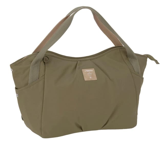 Detalle de LÄSSIG Baby Zwillingswickeltasche Green Label Twin Bag Triangle olive – inkl. Wickelzubehör