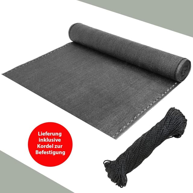 Detalle 2 de BB Sport Sichtschutz 1,8 m x 25 m Grey Zaunblende (150 g/m²) – UV- und reißfestes Schattiernetz mit Nylonkordel