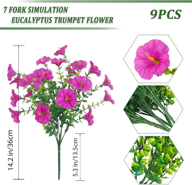 Detalle de TINA Kunstblumen wie echt, 9 Bündel – wetterfeste Balkonpflanzen für Innen & Außen