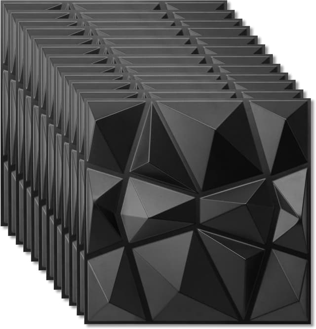Detalle de Lot de 12 panneaux muraux 3D noir