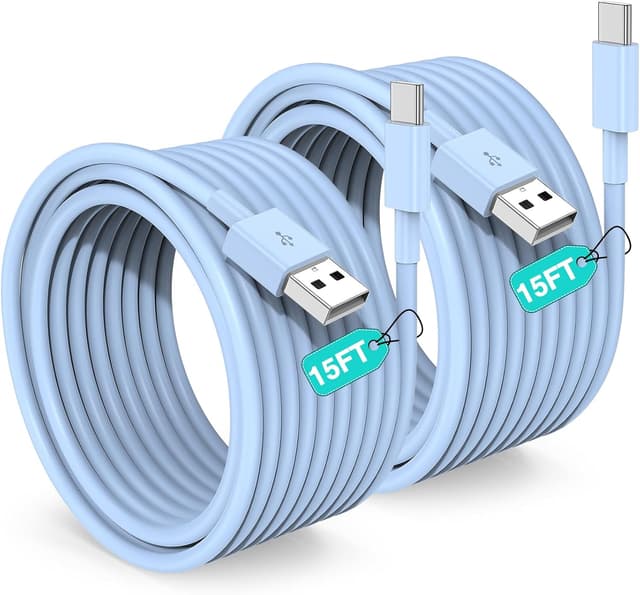 Detalle de Extra Long USB C Cable Fast Charging 15FT (2-Pack) USB-A to USB-C with MFi Certification