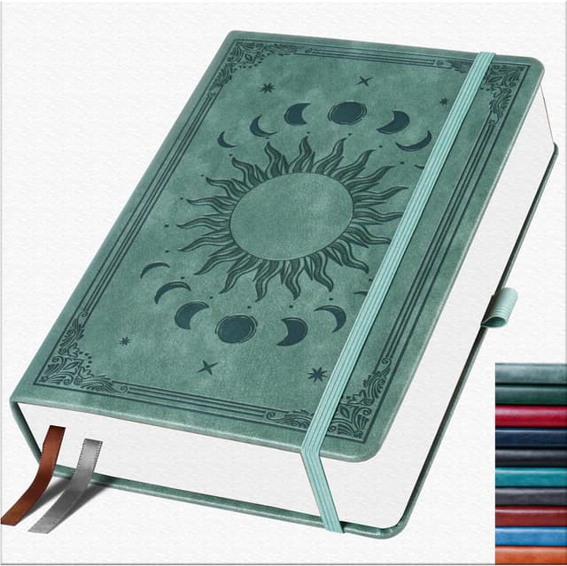 Detalle de HwxBen Bullet Dotted Journal mit Punktemuster, 256 Seiten (140 g/m²), PU-Hardcover – Premium Grau