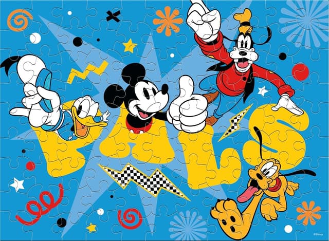 Detalle de Ceaco Disney Mickey and Friends 100-Piece Foil Jigsaw Puzzle (Mickey and Pals) — 15" x 11