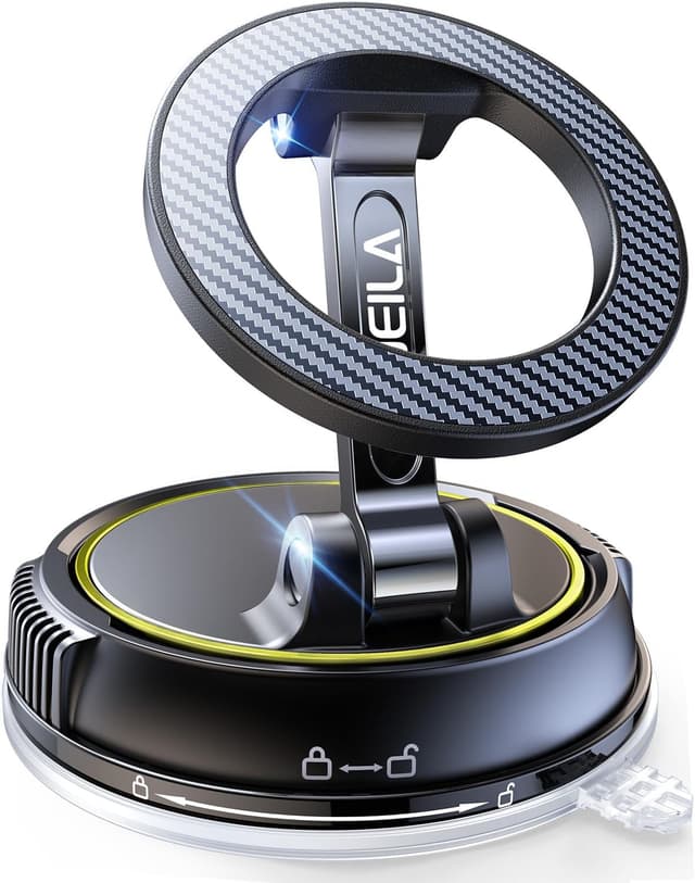 Detalle de Moeila Handyhalterung Auto magnetisch 360° drehbar (Vakuum) mit 2400 gf Magnetkraft – Olivgelb