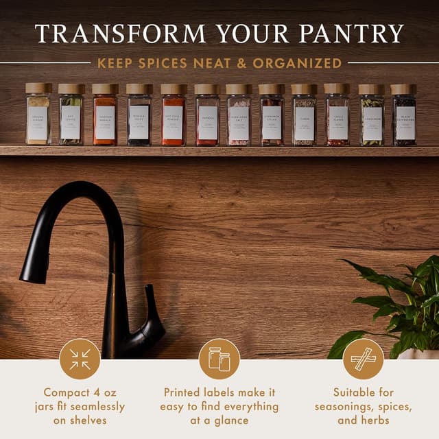 Thumbnail 2 de Livabl Glass Spice Jars 120ml — 24 pack 🧂