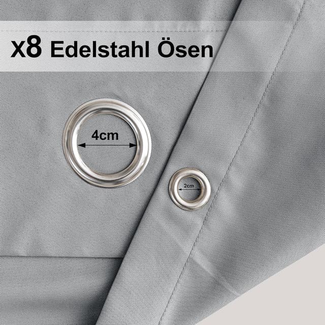 Detalle de Clothink 2er-Set Outdoor-Vorhänge (wasserfest, winddicht, schnelltrocknend) mit Ösen, 132x215 cm, Grau