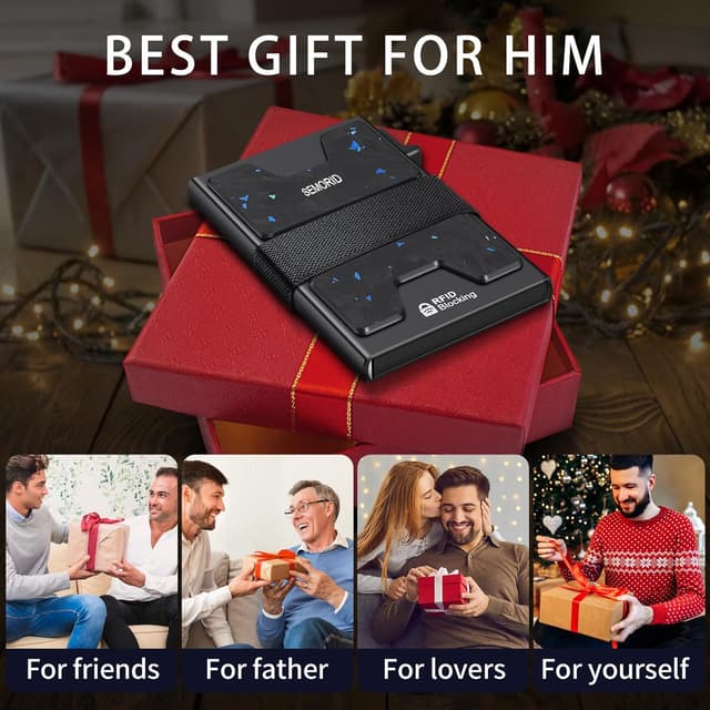 Detalle 2 de SEMORID Mens Wallet, Slim RFID £ Pop up