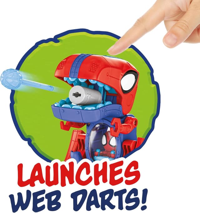 Detalle de MARVEL Spidey-Rex Racer (Spidey and his Amazing Friends) 8-inch transforming vehicle with sounds