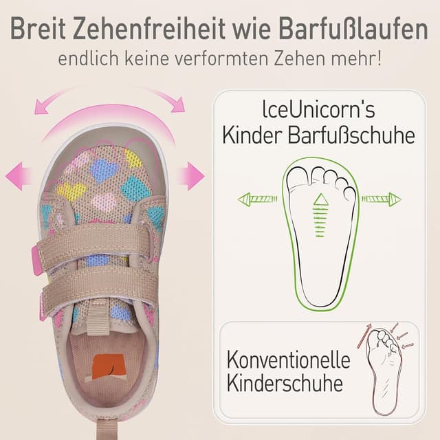 Detalle de IceUnicorn Kinder Barfußschuhe mit breiter Zehenbox – minimalistische Hausschuhe für Indoor & Outdoor