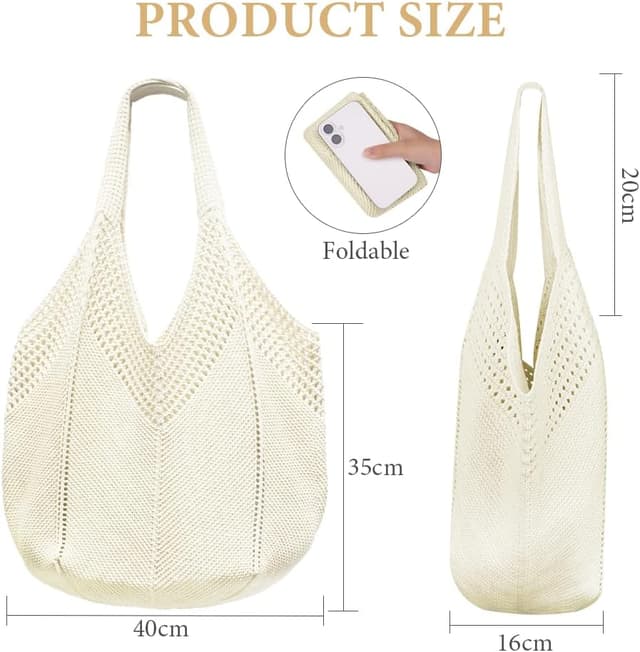 Detalle de Aucuu sac fourre-tout femme en crochet ajouré