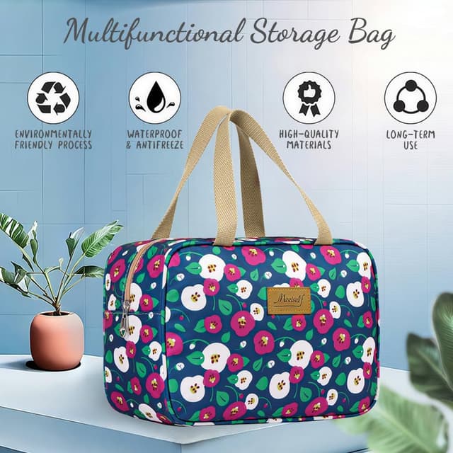 Thumbnail 6 de Aucuu Kulturbeutel in voller Größe mit Griff – Reise-Kosmetiktasche, wasserdicht & isoliert (30 x 21 x 12 cm)