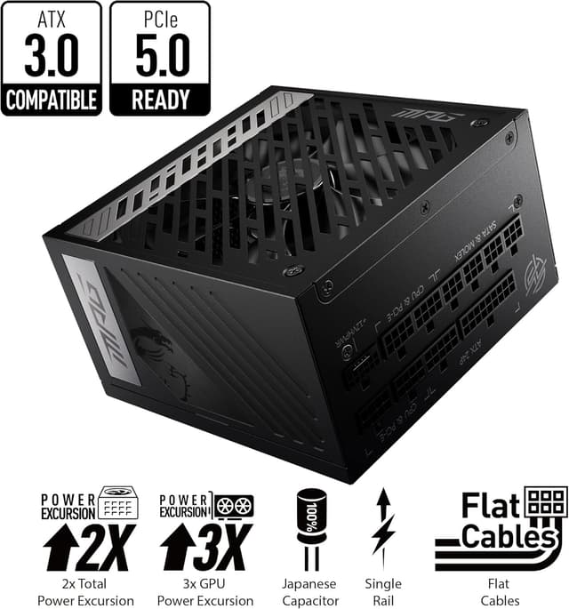 Detalle de MSI MPG A1000G PCIE5: vollmodulares 1000-W-PC-Netzteil mit ATX 3.0 & PCIe 5.0
