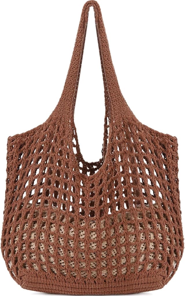 Detalle de WantGor Crochet Mesh Tote Bag for Beach & Shopping (Foldable Hobo Style)
