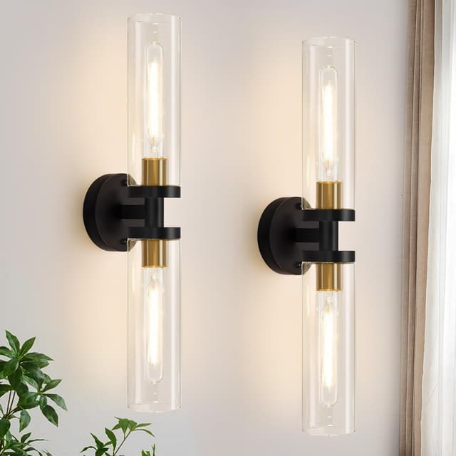 Detalle de Indoi Wall Sconces 22" Black Gold Set