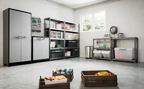 Detalle 2 de Keter Armario Titan Alto de resina negro/gris con 2 puertas y 4 baldas regulables