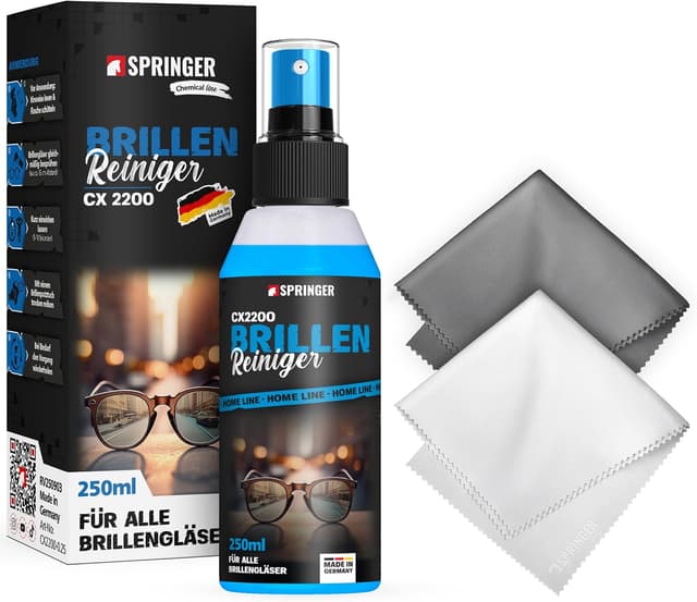 Detalle de SPRINGER CX2200 Brillenreiniger (250 ml) – schonender Reiniger gegen Schlieren & Flecken