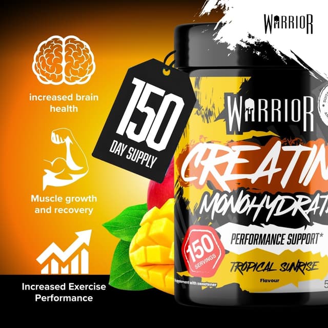 Detalle de Warrior Creatine Monohydrate Pulver (mikronisiert) – vegan, zuckerfrei, 500 g, Tropical Sunrise