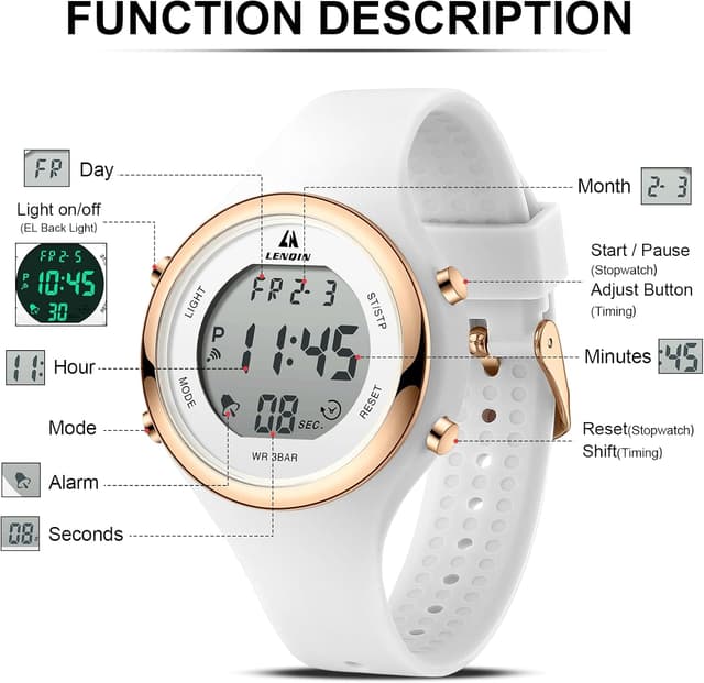 Thumbnail 5 de LN LENQIN Damen Digitaluhr 3 ATM