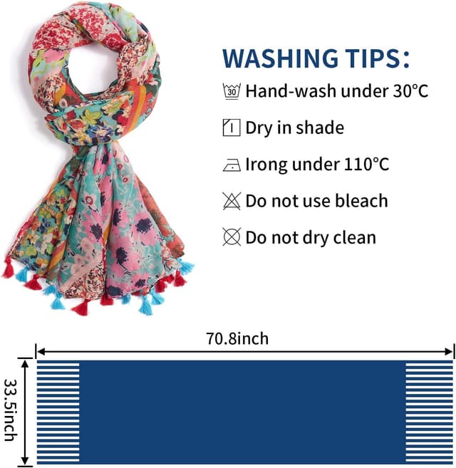 Detalle de QIUTIMIY Écharpe légère fleurs léopard