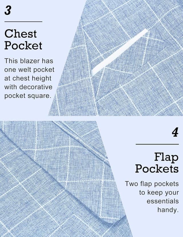 Detalle 2 de COOFANDY Men’s Plaid One-Button Slim Fit Blazer Sport Coat (Lightweight)