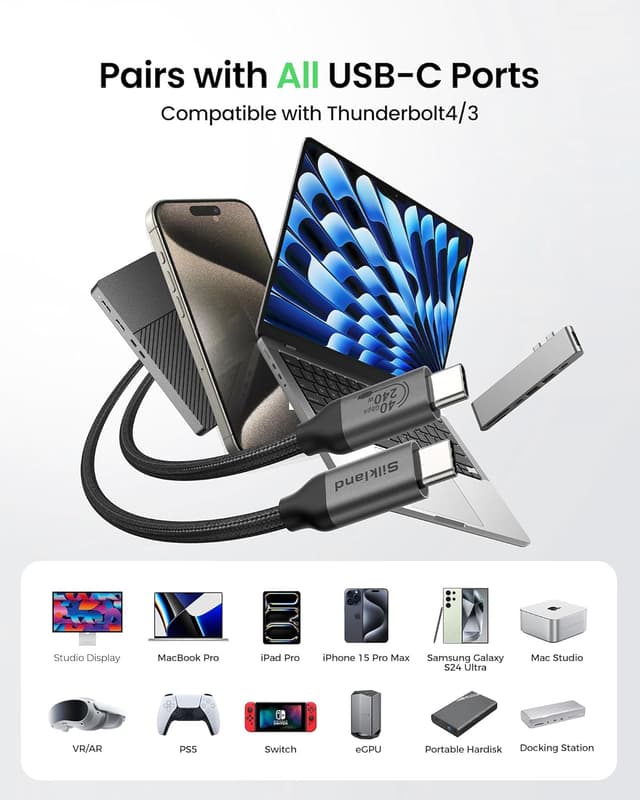 Thumbnail 6 de Silkland USB4 Thunderbolt 4 Kabel 2 m 40 Gbit/s