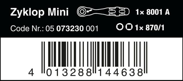 Thumbnail 1 de Wera Zyklop Mini Ratchet 1/4 in adaptor