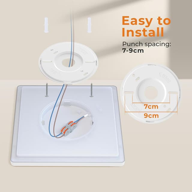 Detalle de BLNAN 2er-Set LED Deckenleuchte 18W, flaches Panel mit 3 Farbtemperaturen (22 cm)