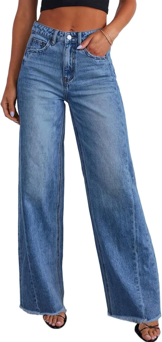 Detalle de Sidefeel Zimbaplatinum High-Waist Wide-Leg Jeans for Women