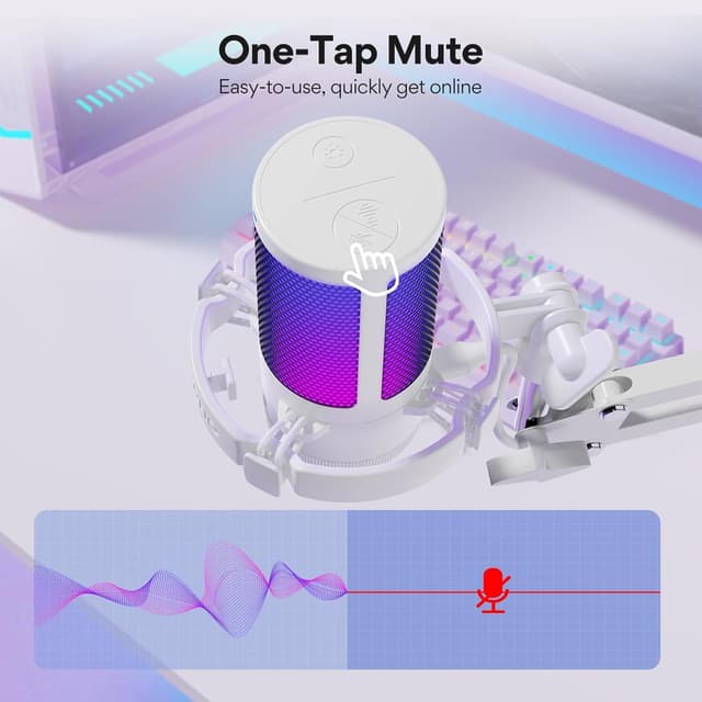 Detalle de MAONO DGM20S Gaming-USB-Mikrofon mit RGB, Noise-Reduction und Stummschaltung