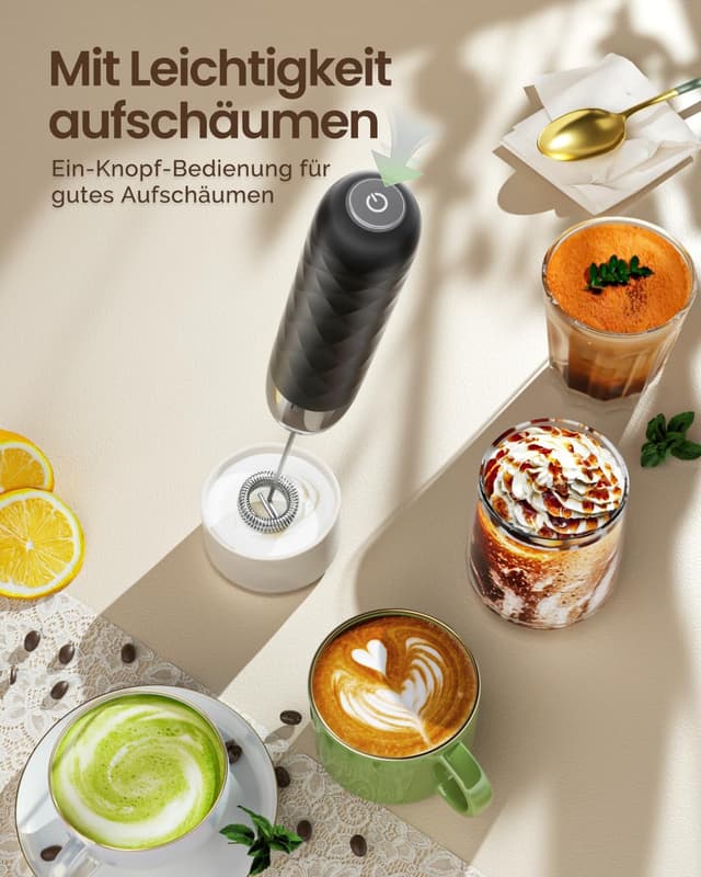 Detalle de Maestri House LunaFro Mini – wiederaufladbarer elektrischer Milchaufschäumer mit USB-C