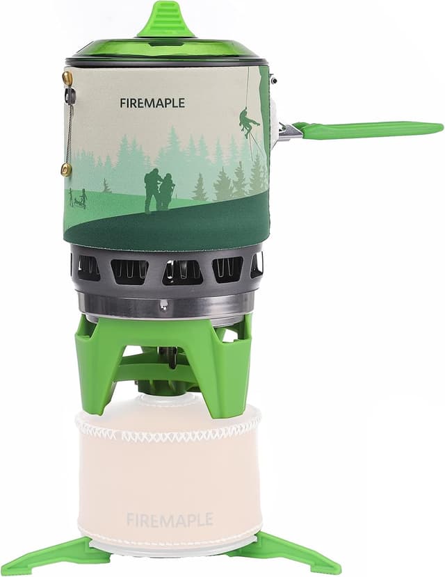 Detalle de Fire-Maple FMS-X3 0.8 Litre Camping Stove with Electric Ignition, Wind-Resistant Pot Support (Green)