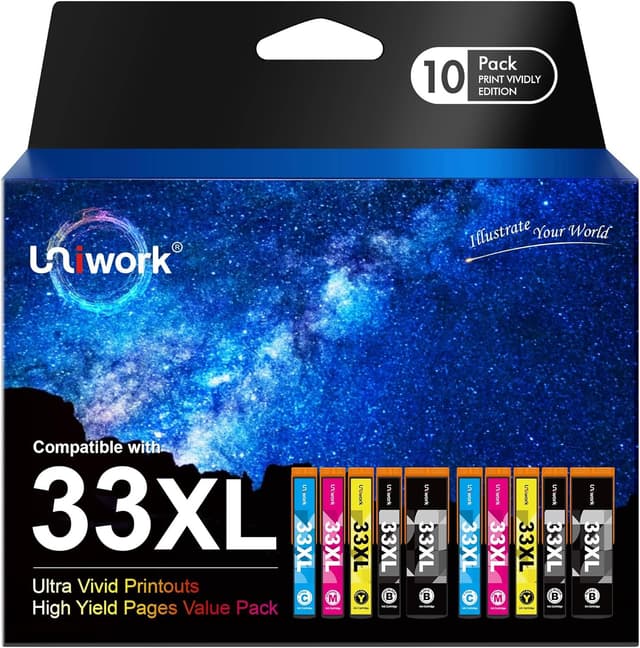 Detalle de 33XL Multipack Druckerpatronen kompatibel für Epson Expression Premium XP-7100 & XP-Serie (10er-Pack, Schwarz/Foto Schwarz/C/M/Y)