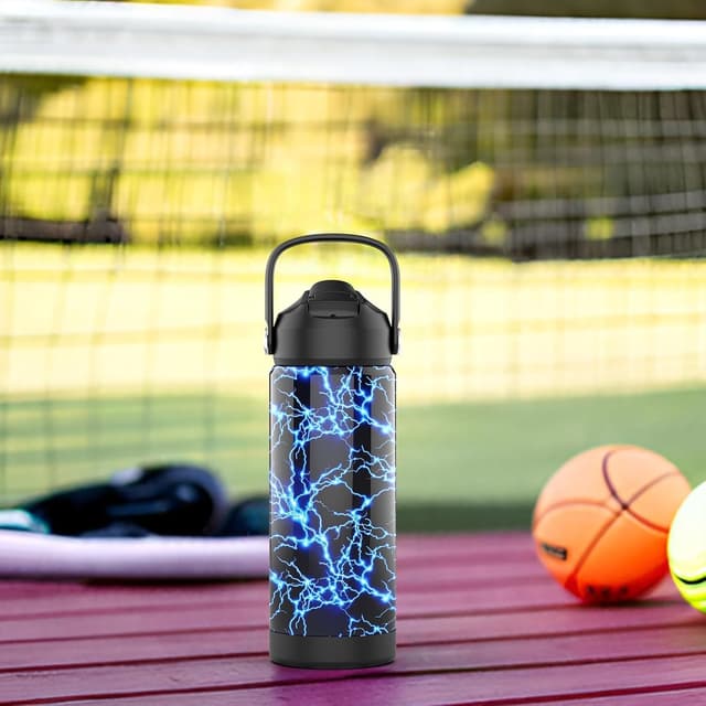 Detalle 2 de Ntswasd Trinkflasche aus Edelstahl mit Strohhalm, 550 ml (BPA-frei) – auslaufsichere Thermoflasche für Schule, Sport & Kinder (Rosa)