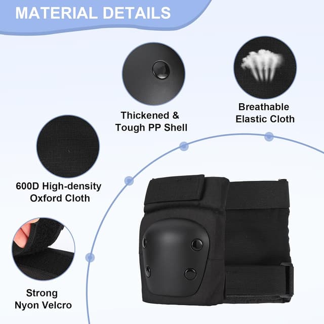Detalle de BURSUNLY Knieschoner-Set für Kinder & Erwachsene inkl. Ellbogen- und Handgelenkschützern