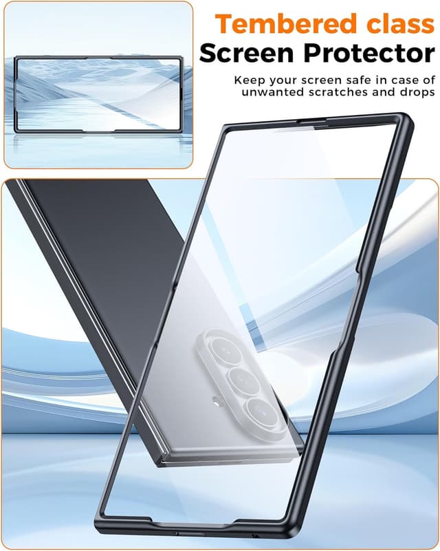 Detalle de Vizvera case for Samsung Galaxy Z Fold 7 (2025) with built-in screen protector, black