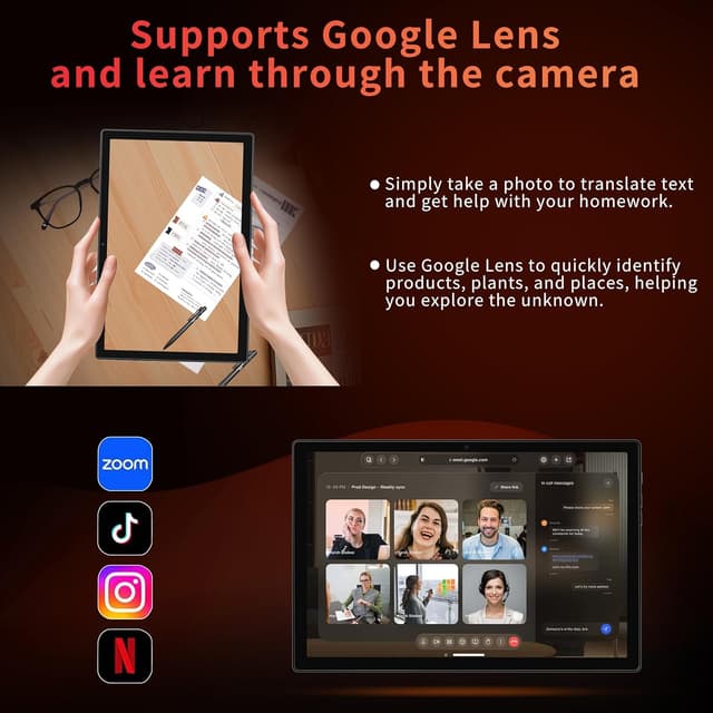 Detalle de 10-Inch Android 15 Tablet with Keyboard, 5G WiFi, Bluetooth 5.0, 24GB (4+20) RAM, 128GB ROM (Up to 1TB) and Stylus