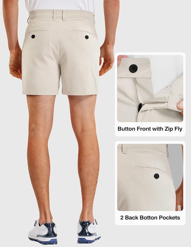 Detalle de PULI Golf Shorts for Men, Relaxed Fit Stretch Waterproof Quick-Dry 5-Inch Inseam