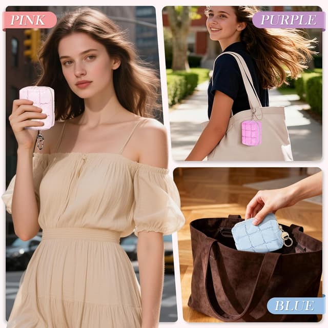 Detalle de Playexen Mini Kosmetiktasche für Make-up, Klein Schminktasche (ca. 11 × 5,5 × 8,5 cm) in Rosa