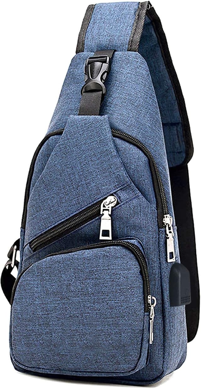 Detalle de Flintronic Zaino Monospalla Sling Bag: borsa a tracolla uomo idrorepellente con USB esterna