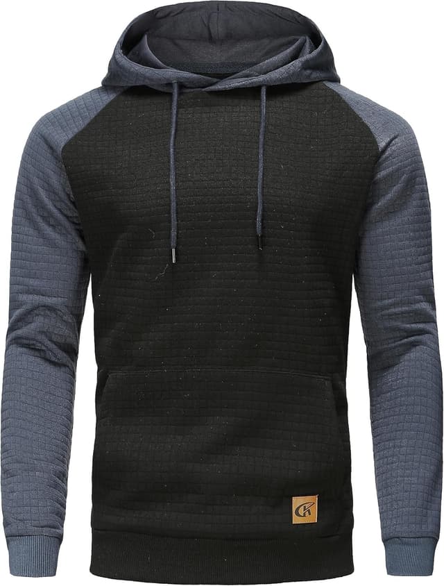 Thumbnail 6 de YuKaiChen men’s pullover plaid jacquard hoodie with drawstring hood and pockets